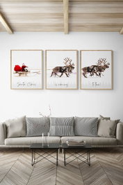 Wallity Nwyearmdl16 Set de 3 Pinturas Decorativas Enmarcadas Multicolor